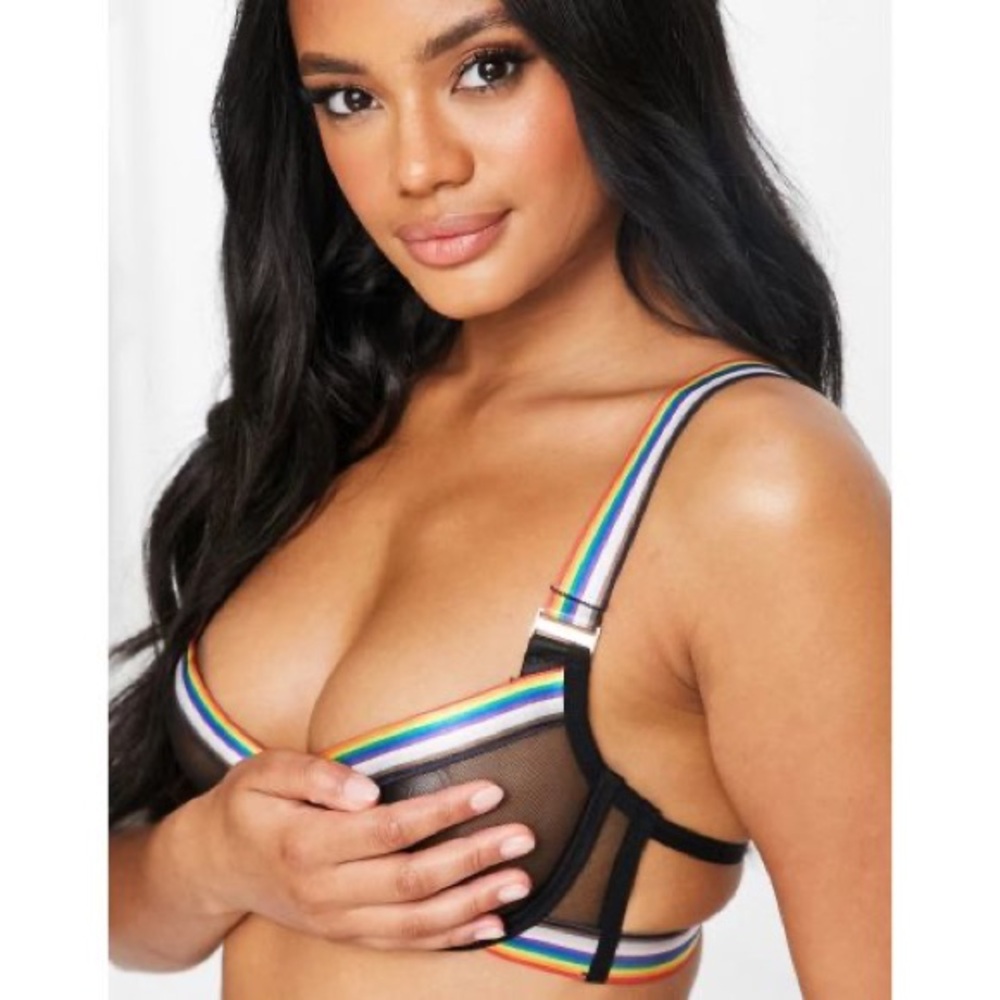 NWT Bluebella PRIDE rainbow sheer mesh bra 34DD